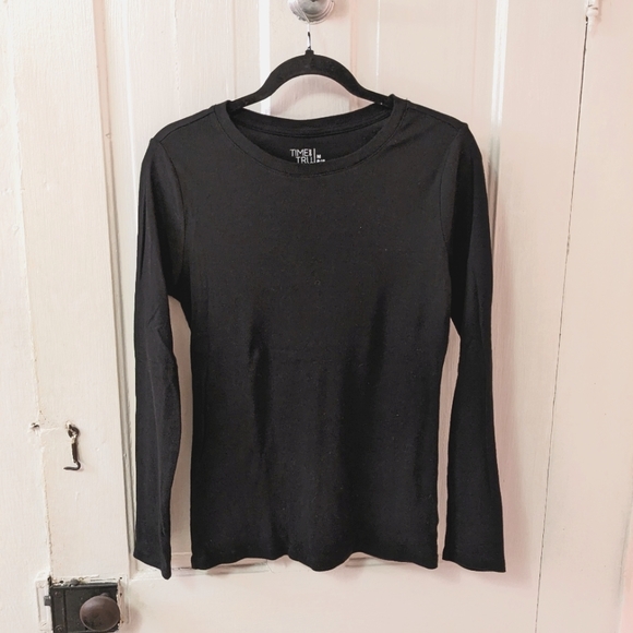 Time and Tru Tops - Long Sleeved Black Casual or Formal Plain Shirt